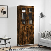 Hoge kast 69,5x34x180 cm bewerkt hout gerookt eiken