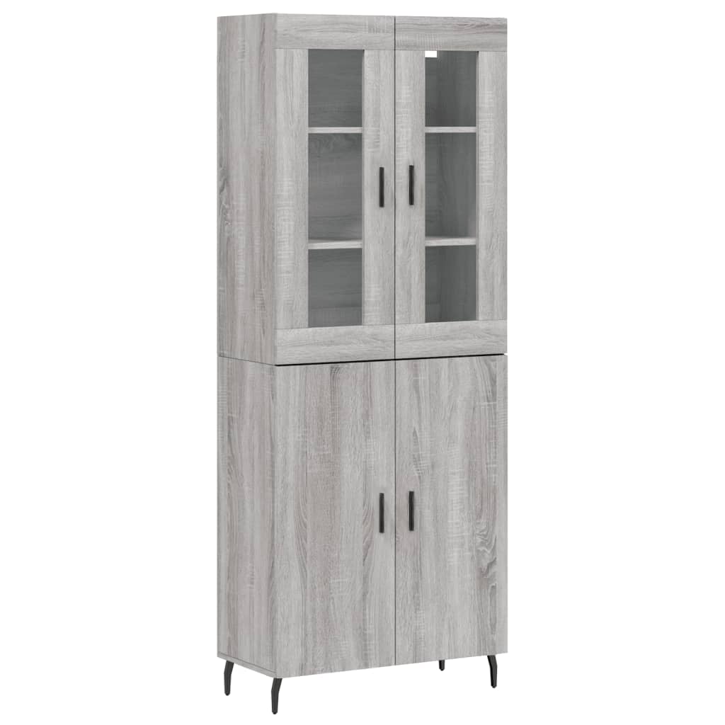 Hoge Kast 69,5X34X180 Cm Bewerkt Hout Eikenkleurig Grijs sonoma