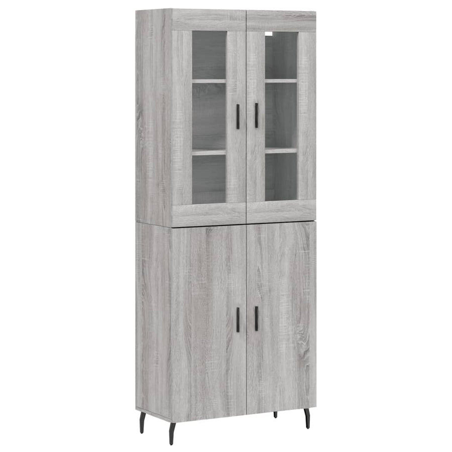 Hoge Kast 69,5X34X180 Cm Bewerkt Hout Eikenkleurig Grijs sonoma