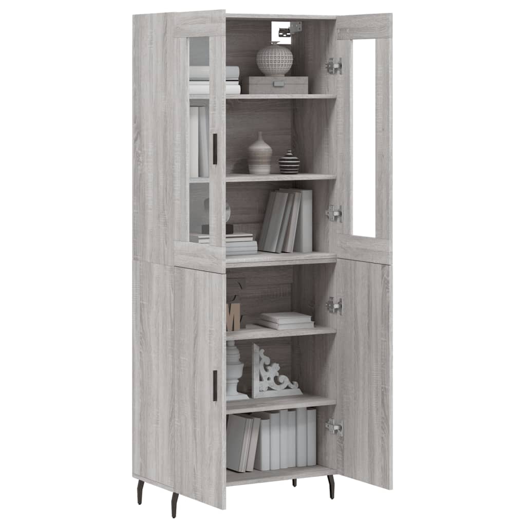 Hoge Kast 69,5X34X180 Cm Bewerkt Hout Eikenkleurig Grijs sonoma