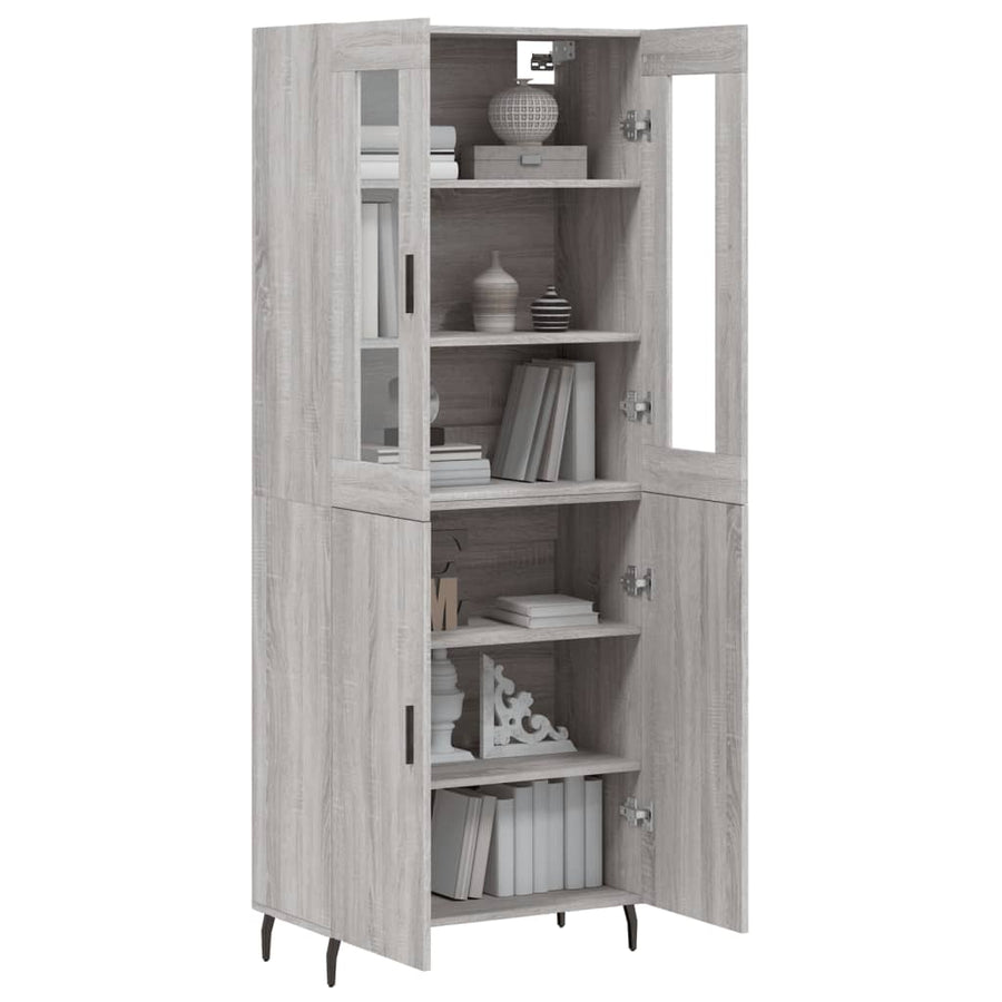 Hoge Kast 69,5X34X180 Cm Bewerkt Hout Eikenkleurig Grijs sonoma