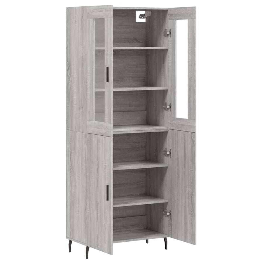 Hoge Kast 69,5X34X180 Cm Bewerkt Hout Eikenkleurig Grijs sonoma