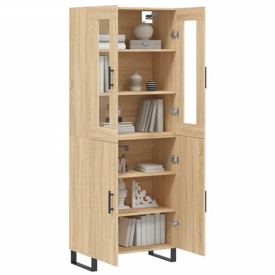 Hoge Kast 69,5X34X80 Cm Bewerkt Hout Kleurig Sonoma eiken 2 deuren