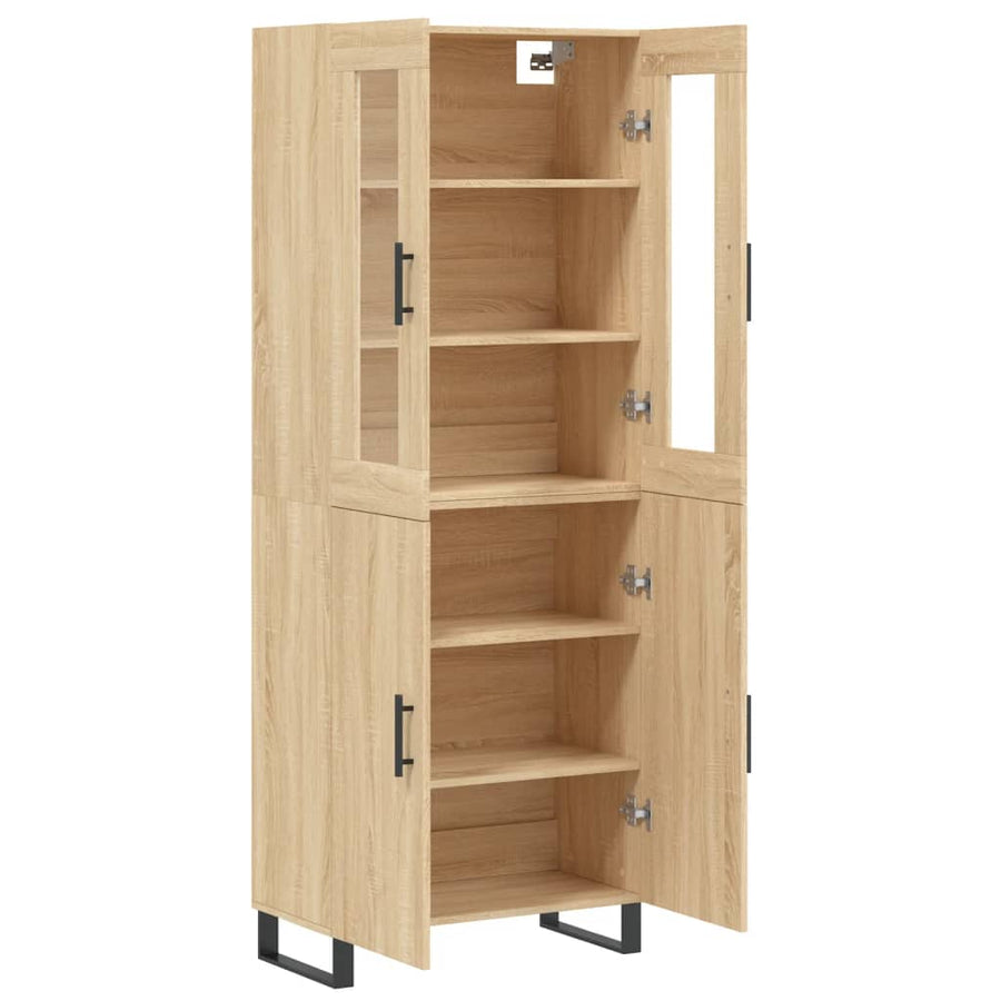 Hoge Kast 69,5X34X80 Cm Bewerkt Hout Kleurig Sonoma eiken 2 deuren
