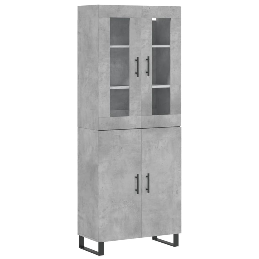 Hoge Kast 69,5X34X180 Cm Bewerkt Hout Betongrijs