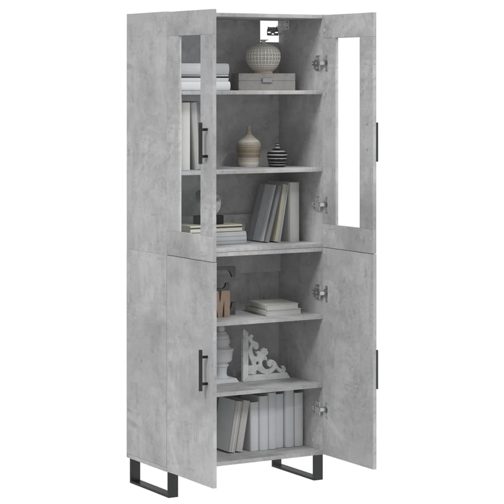 Hoge Kast 69,5X34X180 Cm Bewerkt Hout Betongrijs