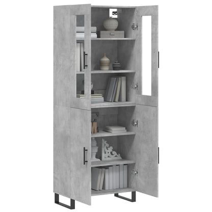 Hoge Kast 69,5X34X180 Cm Bewerkt Hout Betongrijs