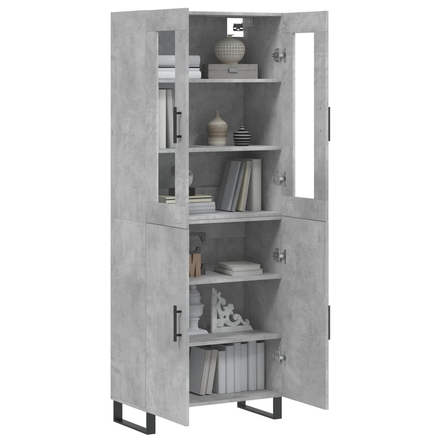 Hoge Kast 69,5X34X180 Cm Bewerkt Hout Betongrijs