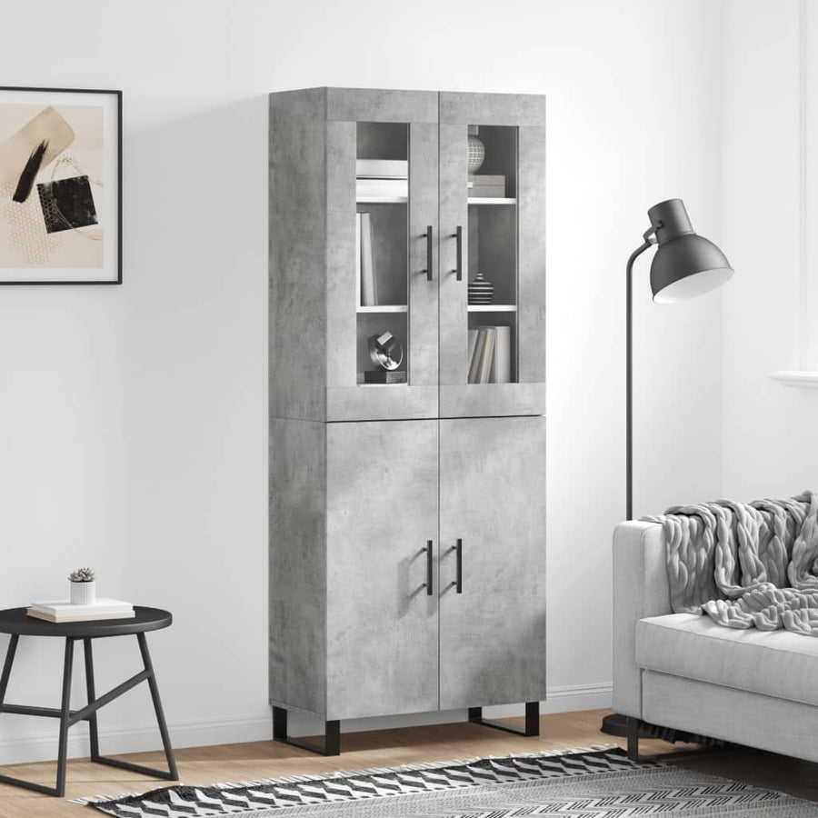 Hoge Kast 69,5X34X180 Cm Bewerkt Hout Betongrijs