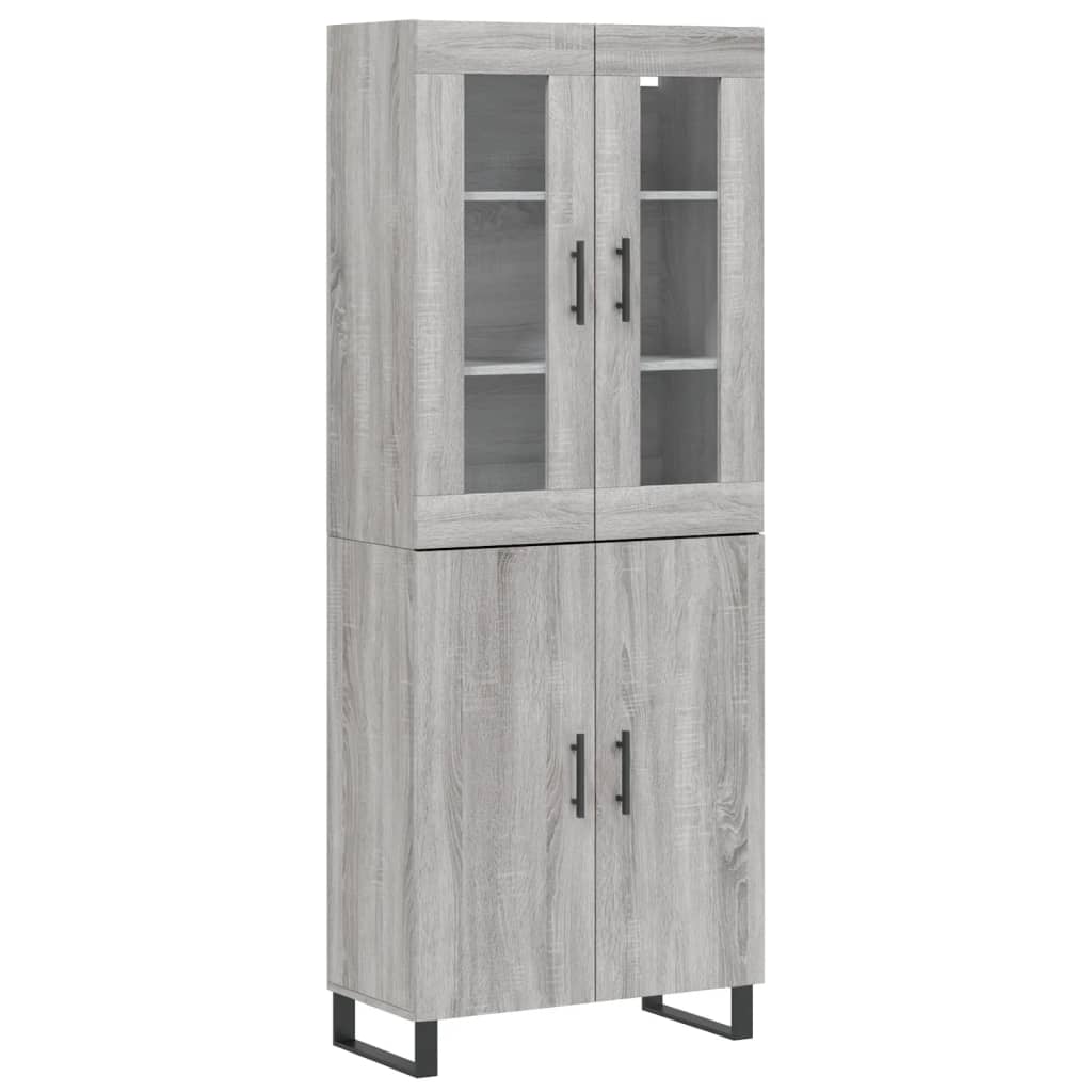 Hoge Kast 69,5X34X80 Cm Bewerkt Hout Eikenkleurig Grijs sonoma 2 deuren