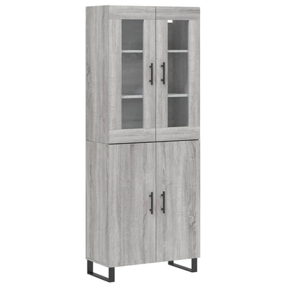 Hoge Kast 69,5X34X80 Cm Bewerkt Hout Eikenkleurig Grijs sonoma 2 deuren