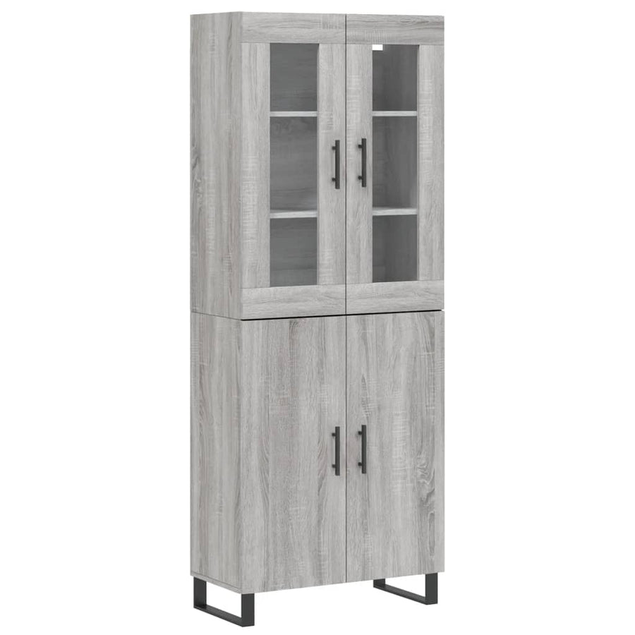 Hoge Kast 69,5X34X80 Cm Bewerkt Hout Eikenkleurig Grijs sonoma 2 deuren