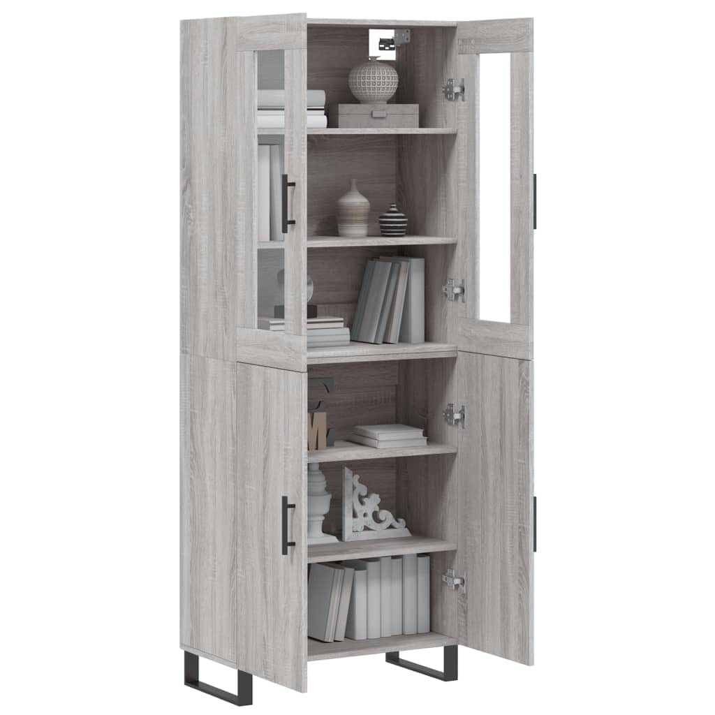 Hoge Kast 69,5X34X80 Cm Bewerkt Hout Eikenkleurig Grijs sonoma 2 deuren