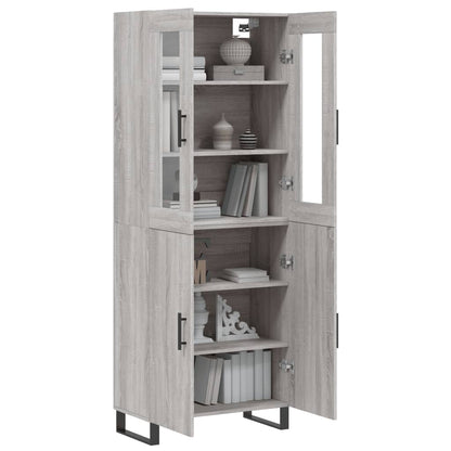 Hoge Kast 69,5X34X80 Cm Bewerkt Hout Eikenkleurig Grijs sonoma 2 deuren