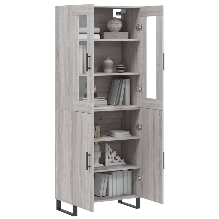 Hoge Kast 69,5X34X80 Cm Bewerkt Hout Eikenkleurig Grijs sonoma 2 deuren