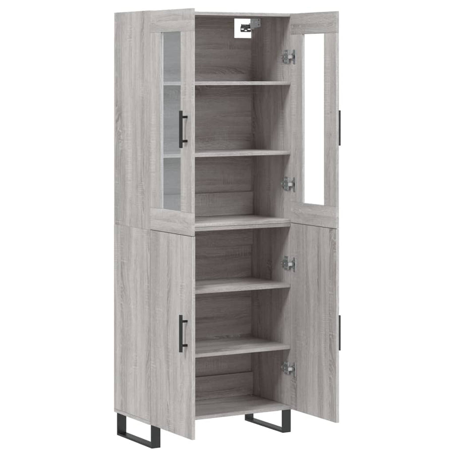 Hoge Kast 69,5X34X80 Cm Bewerkt Hout Eikenkleurig Grijs sonoma 2 deuren