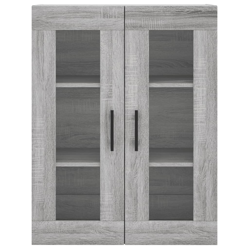 Hoge Kast 69,5X34X80 Cm Bewerkt Hout Eikenkleurig Grijs sonoma 2 deuren