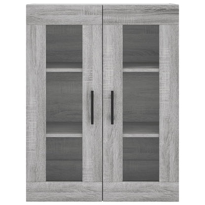 Hoge Kast 69,5X34X80 Cm Bewerkt Hout Eikenkleurig Grijs sonoma 2 deuren