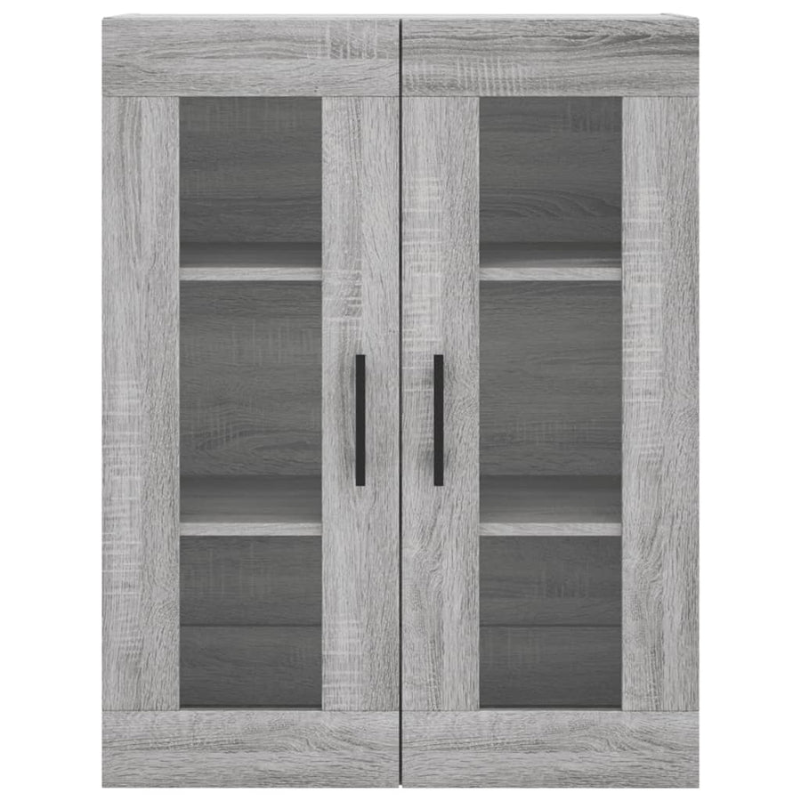 Hoge Kast 69,5X34X80 Cm Bewerkt Hout Eikenkleurig Grijs sonoma 2 deuren