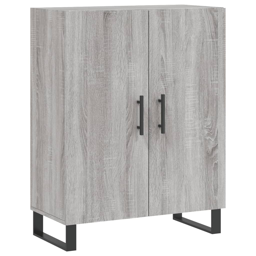 Hoge Kast 69,5X34X80 Cm Bewerkt Hout Eikenkleurig Grijs sonoma 2 deuren