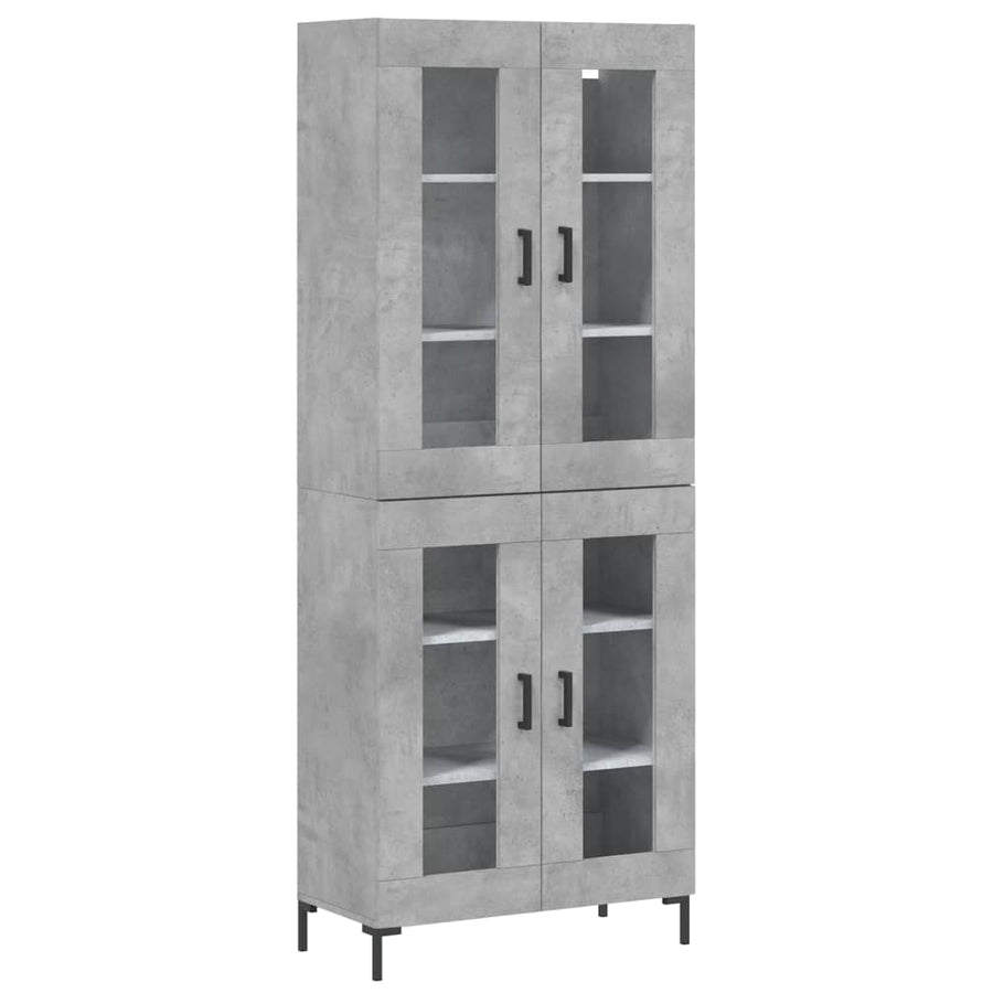 Hoge Kast 69,5X34X180 Cm Bewerkt Hout Betongrijs