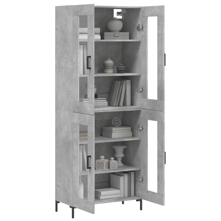 Hoge Kast 69,5X34X180 Cm Bewerkt Hout Betongrijs