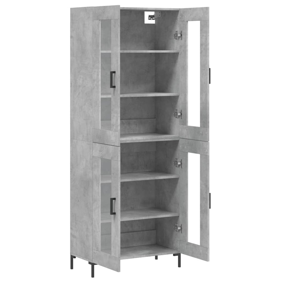 Hoge Kast 69,5X34X180 Cm Bewerkt Hout Betongrijs