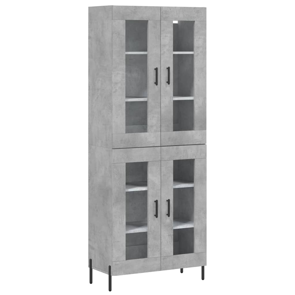 Hoge Kast 69,5X34X180 Cm Bewerkt Hout Betongrijs