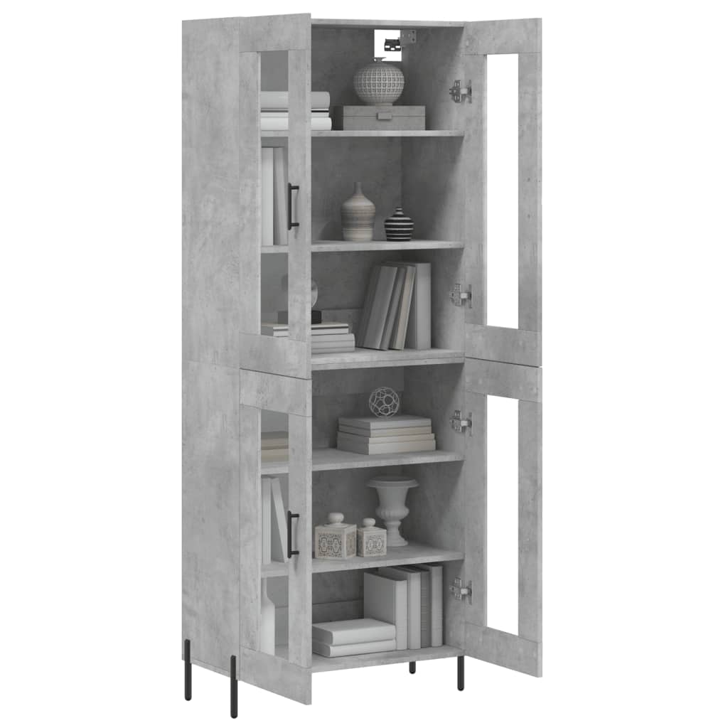 Hoge Kast 69,5X34X180 Cm Bewerkt Hout Betongrijs