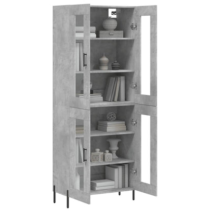 Hoge Kast 69,5X34X180 Cm Bewerkt Hout Betongrijs