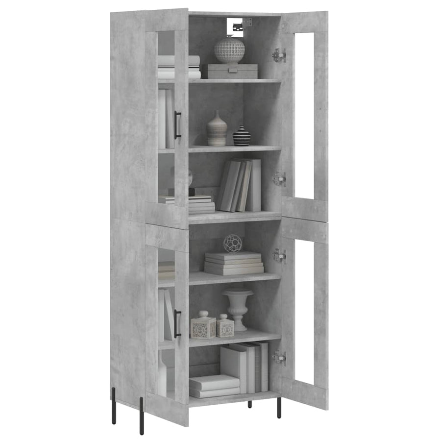 Hoge Kast 69,5X34X180 Cm Bewerkt Hout Betongrijs