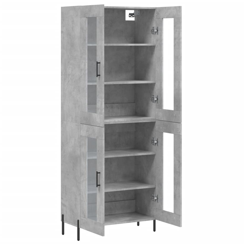 Hoge Kast 69,5X34X180 Cm Bewerkt Hout Betongrijs