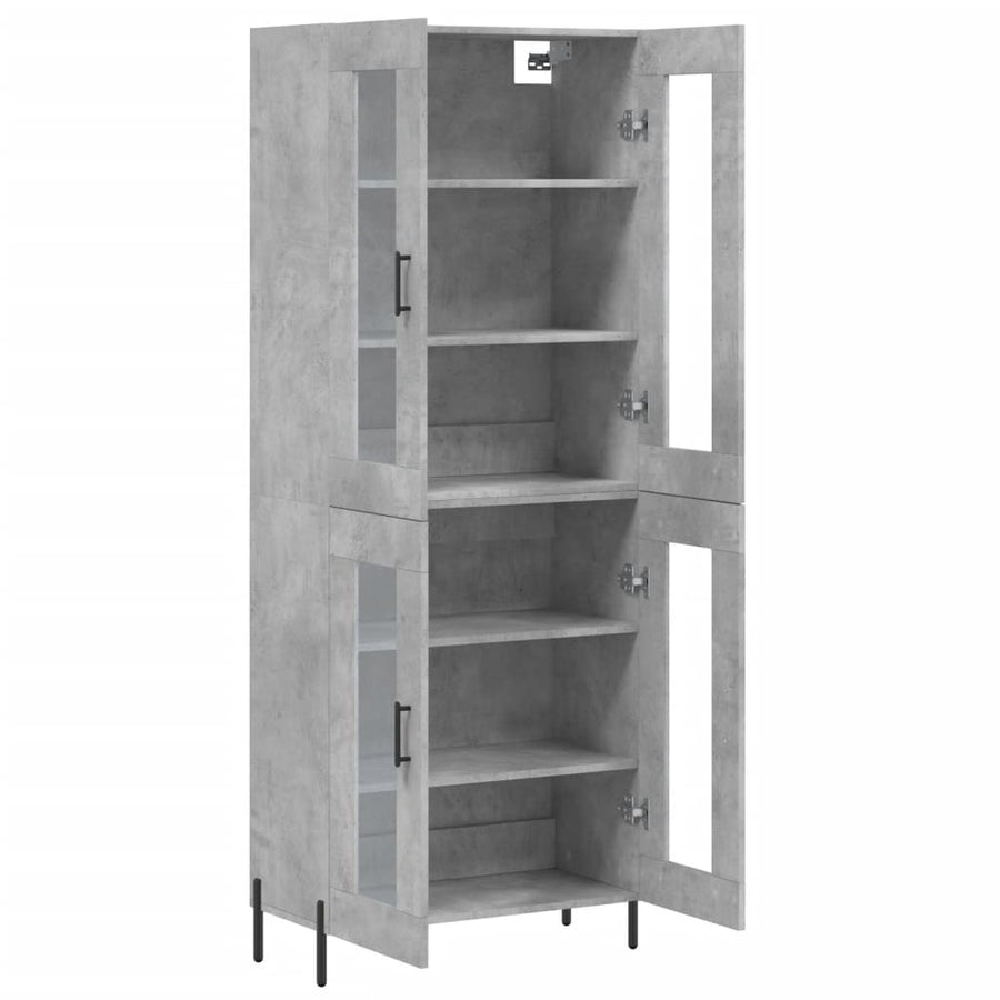 Hoge Kast 69,5X34X180 Cm Bewerkt Hout Betongrijs