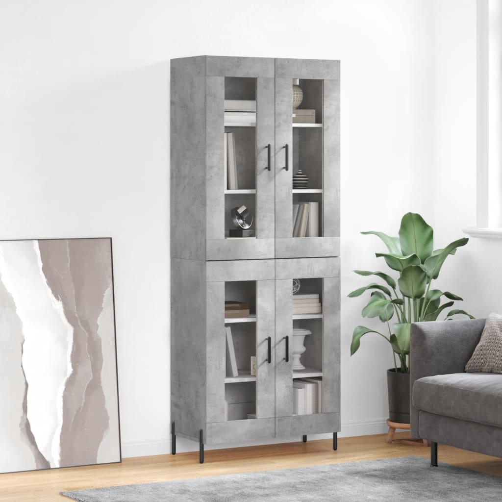 Hoge Kast 69,5X34X180 Cm Bewerkt Hout Betongrijs
