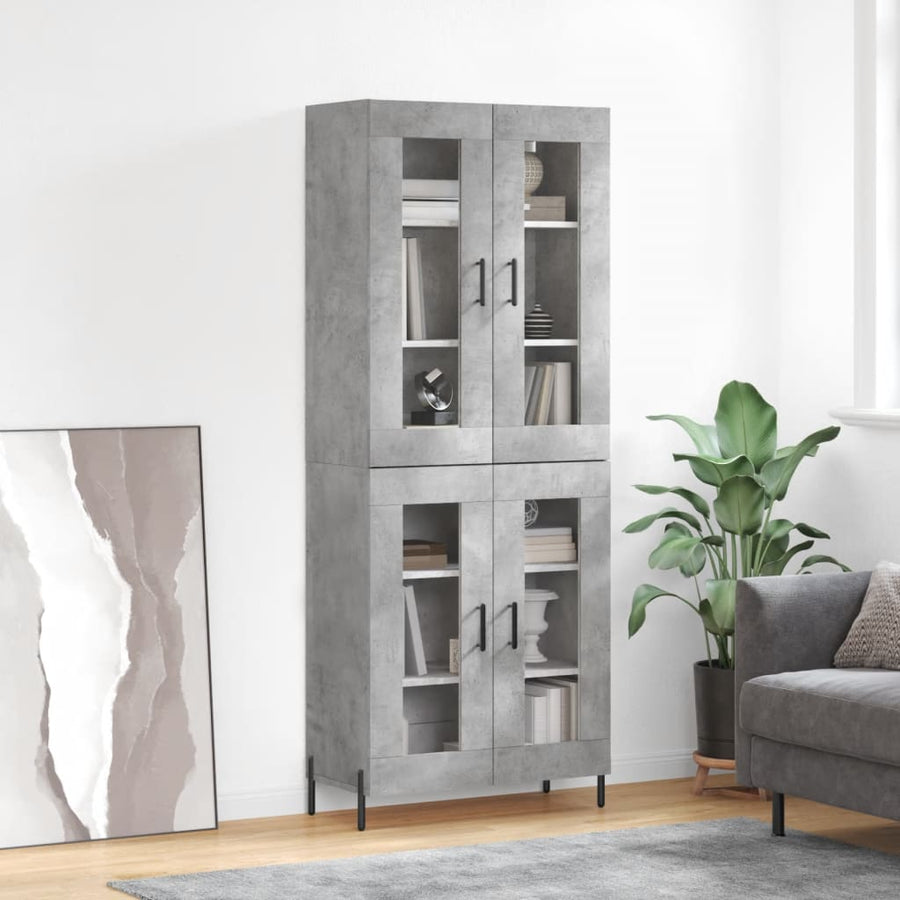 Hoge Kast 69,5X34X180 Cm Bewerkt Hout Betongrijs