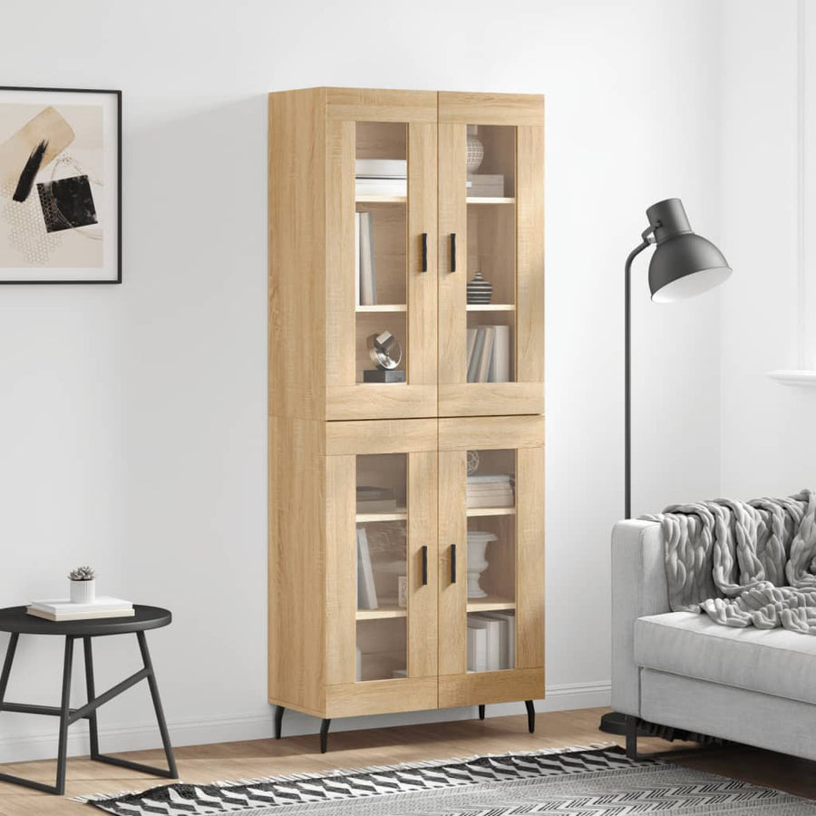 Hoge Kast 69,5X34X180 Cm Bewerkt Hout Kleurig Sonoma eiken