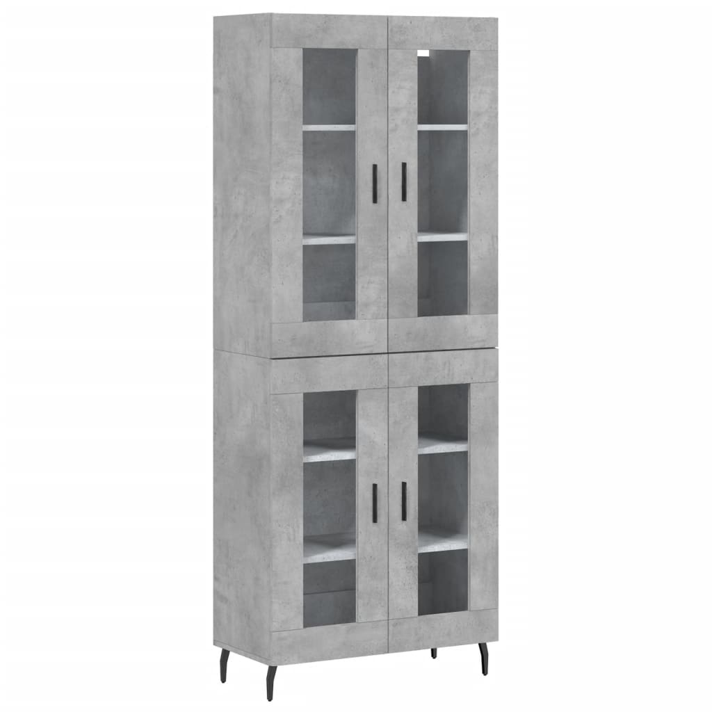 Hoge Kast 69,5X34X180 Cm Bewerkt Hout Betongrijs