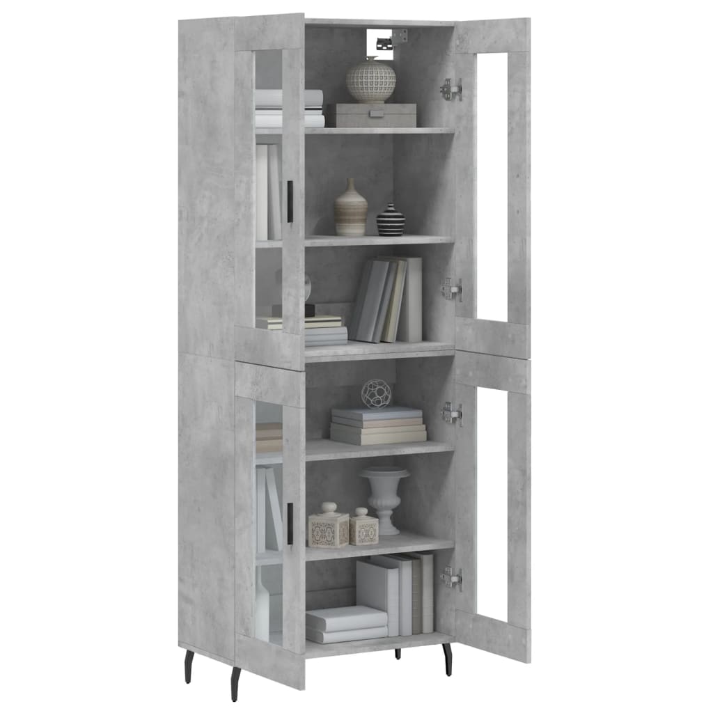 Hoge Kast 69,5X34X180 Cm Bewerkt Hout Betongrijs