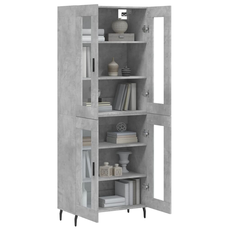 Hoge Kast 69,5X34X180 Cm Bewerkt Hout Betongrijs