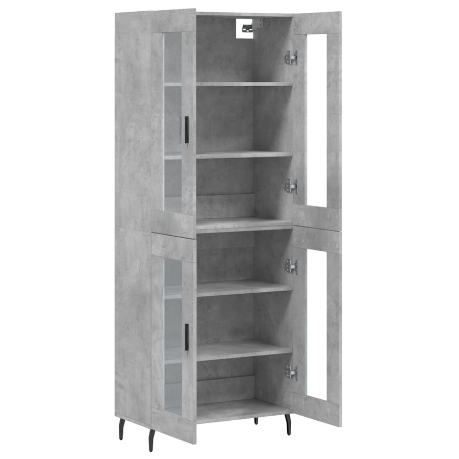 Hoge Kast 69,5X34X180 Cm Bewerkt Hout Betongrijs
