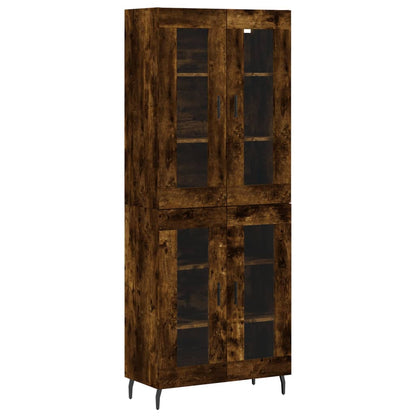 Hoge kast 69,5x34x180 cm bewerkt hout gerookt eikenkleurig