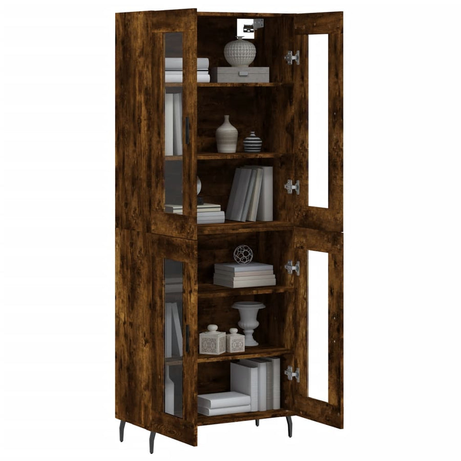 Hoge kast 69,5x34x180 cm bewerkt hout gerookt eikenkleurig