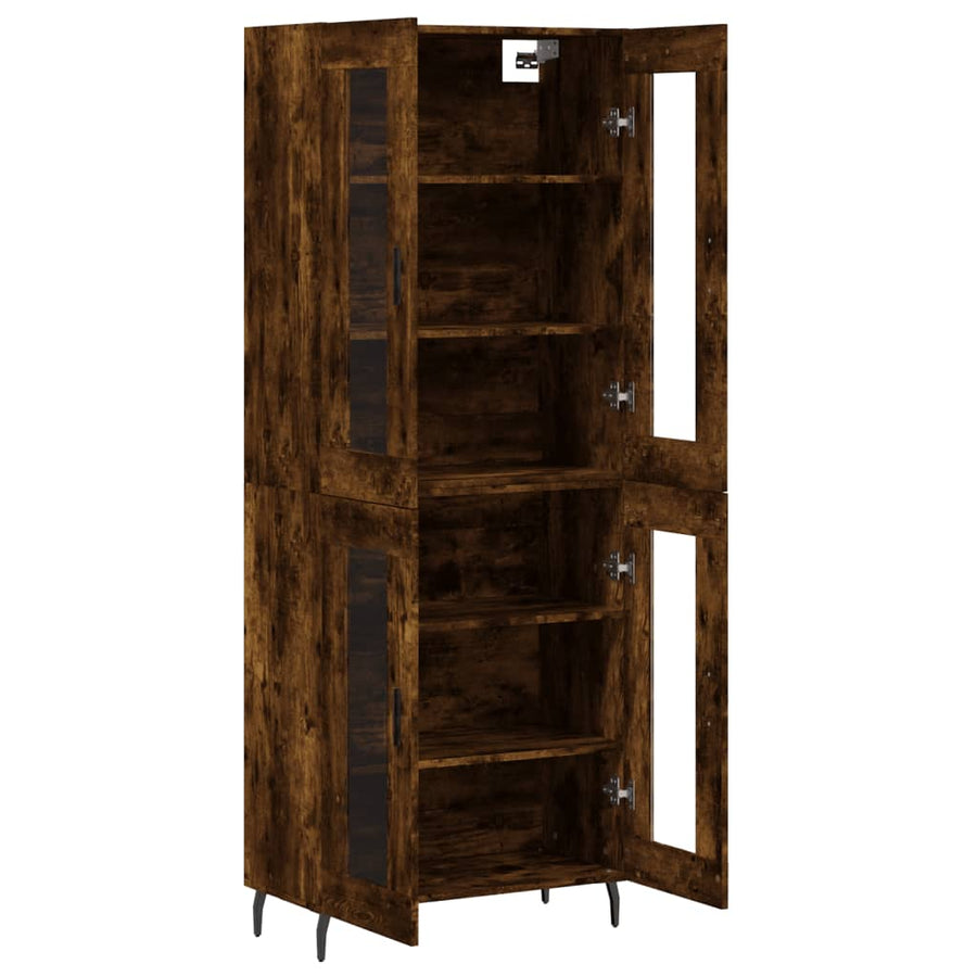 Hoge kast 69,5x34x180 cm bewerkt hout gerookt eikenkleurig