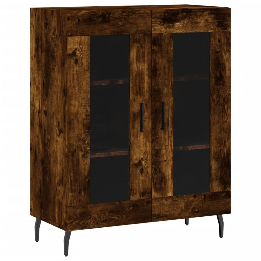 Hoge kast 69,5x34x180 cm bewerkt hout gerookt eikenkleurig