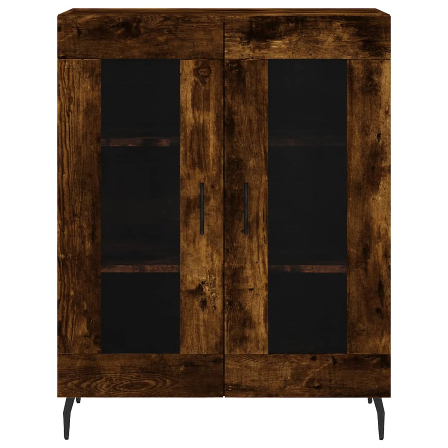 Hoge kast 69,5x34x180 cm bewerkt hout gerookt eikenkleurig