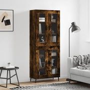Hoge kast 69,5x34x180 cm bewerkt hout gerookt eiken