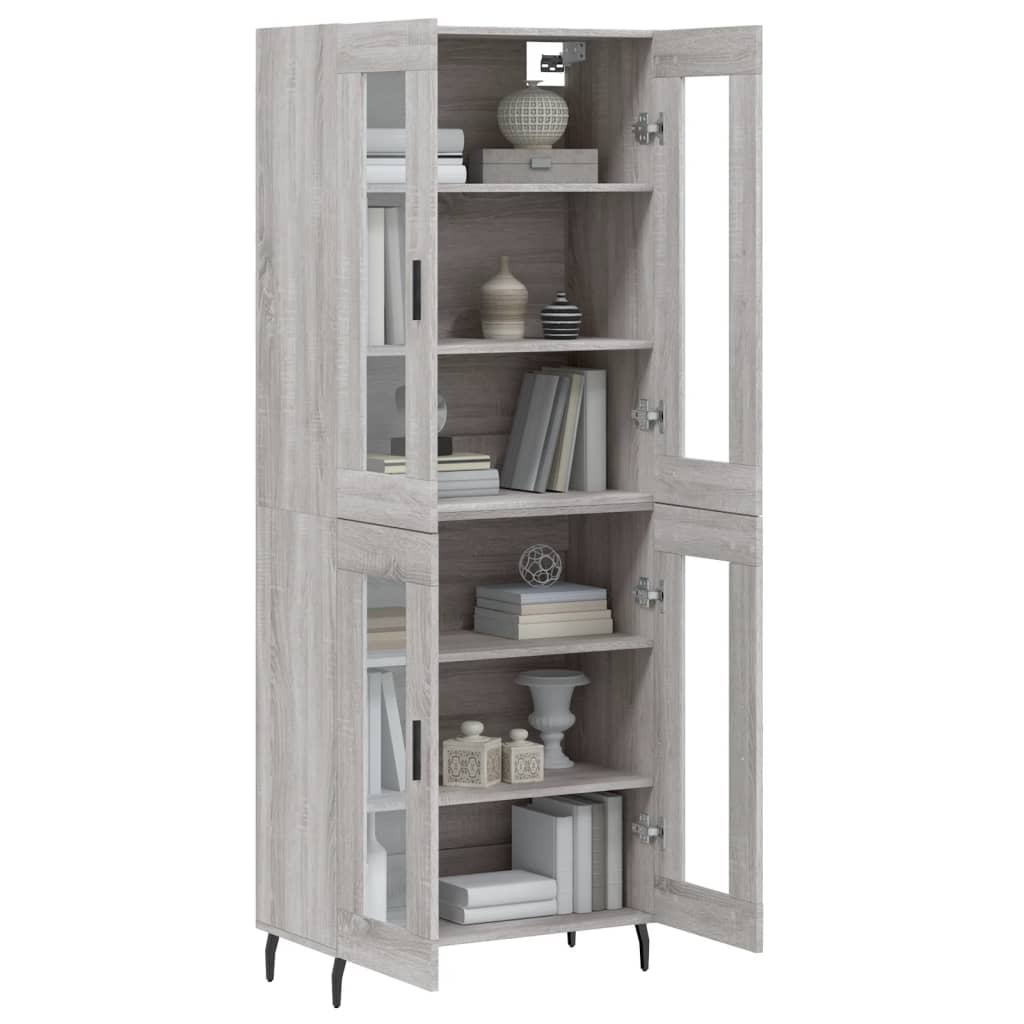 Hoge Kast 69,5X34X180 Cm Bewerkt Hout Grijs Sonoma Eikenkleurig