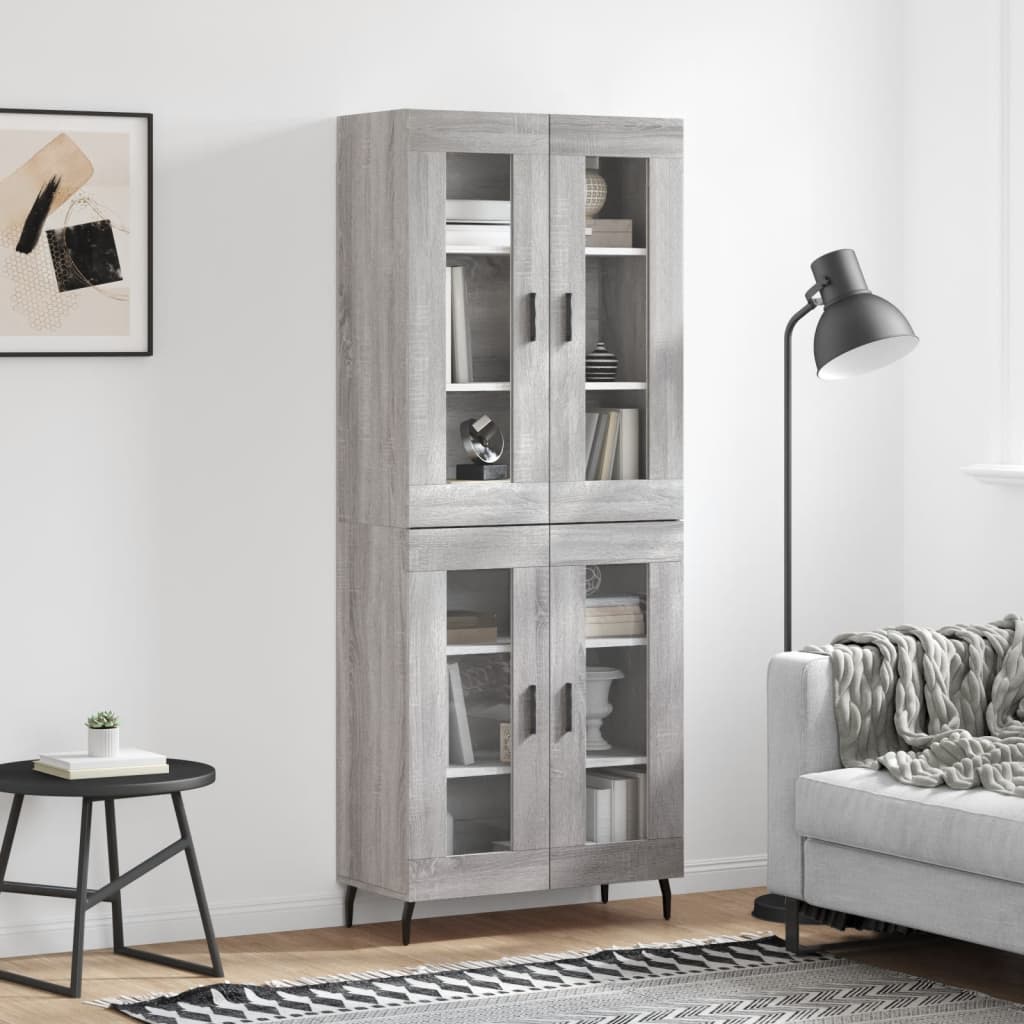 Hoge Kast 69,5X34X180 Cm Bewerkt Hout Grijs Sonoma Eikenkleurig