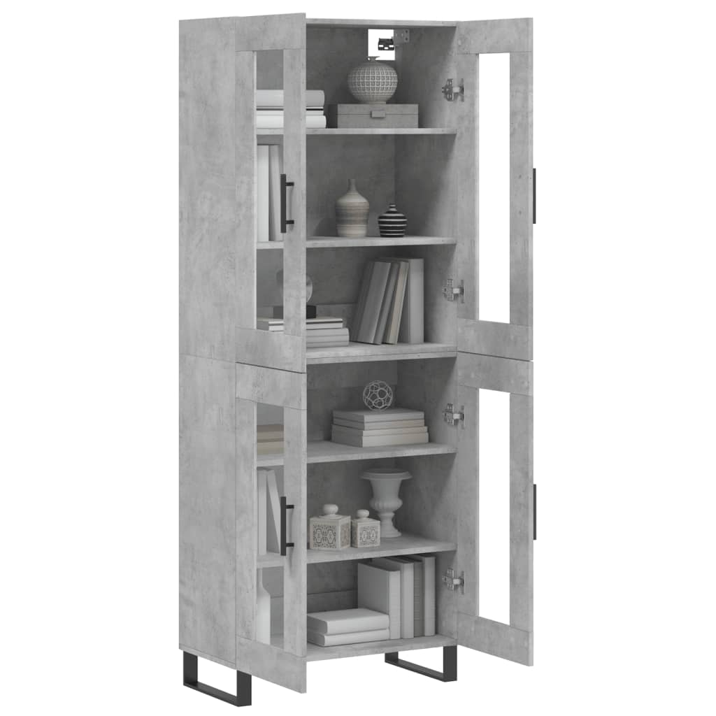 Hoge Kast 69,5X34X180 Cm Bewerkt Hout Betongrijs