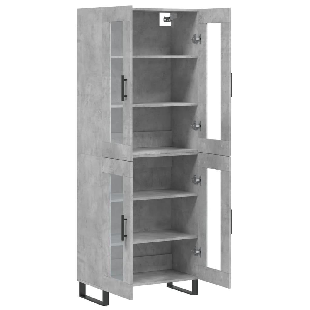 Hoge Kast 69,5X34X180 Cm Bewerkt Hout Betongrijs